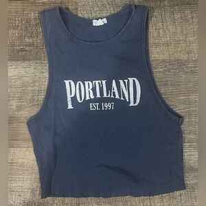 Garage blue Portland cropped tank top